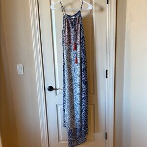 Knox Rose Blue and White Bohemian LIGHTWEIGHT Asymmetrical Dress
